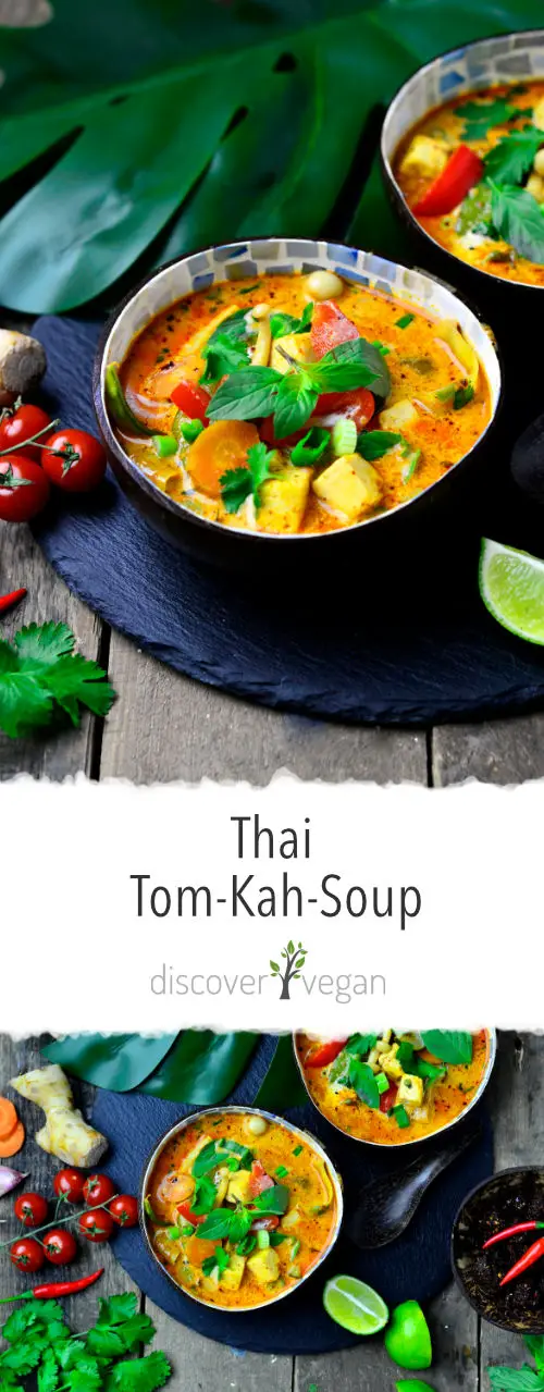 Thai Tom Kah Soup - Vegan with Tofu, Vegetables and Coconut Milk